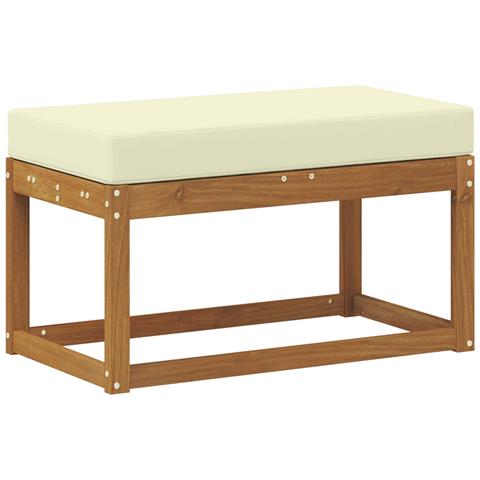 Panca da giardino con cuscino Naturale e Crema 79 x 43 x 37 cm - Foto 1