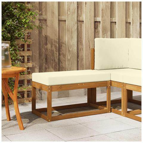 Panca da giardino con cuscino Naturale e Crema 79 x 43 x 37 cm - Foto 2
