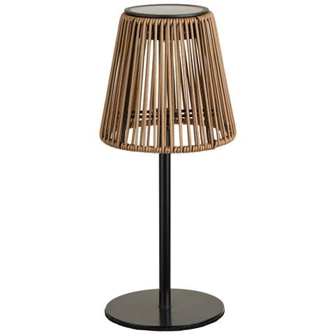 Lampada da Esterno Ricaricabile Salford-Marrone-Rattan-13,5x13,5x30,5 cm - Foto 1