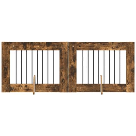 Cancello per cani con supporti 2 pcs Rovere Fumo 80 x 60 cm - Foto 1