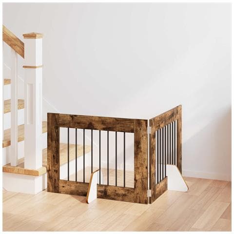 Cancello per cani con supporti 2 pcs Rovere Fumo 80 x 60 cm - Foto 2