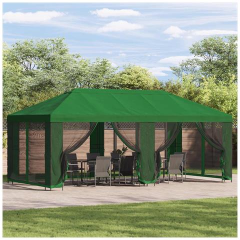 Gazebo da giardino 6 x 3 m Verde Poliestere e Acciaio 190 - Foto 2