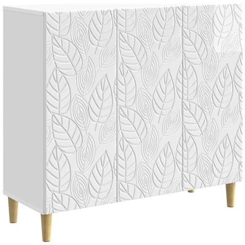 Credenza Bianco Lucido 89 x 34,5 x 80 cm Legno ingegnerizzato - Foto 1