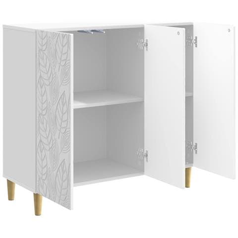 Credenza Bianco Lucido 89 x 34,5 x 80 cm Legno ingegnerizzato - Foto 2