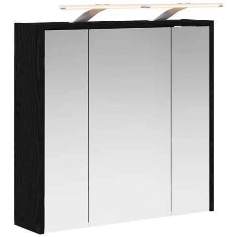 Mobiletto per specchio da bagno Rovere Nero 63,5 x 16 x 62,5 cm - Foto 1