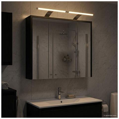 Mobiletto per specchio da bagno Rovere Nero 63,5 x 16 x 62,5 cm - Foto 2