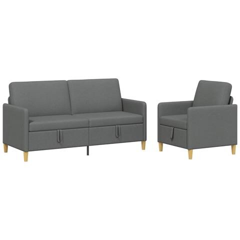 Set di Divani con Storage 2 pcs Grigio Scuro Poliestere - Foto 1