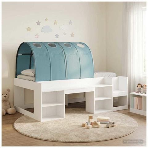 Letto alto per bambini con storage Bianco e azzurro - Foto 2