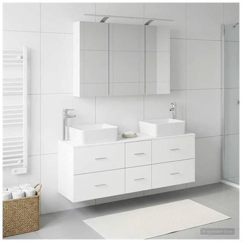 Set di mobili per il bagno 4 pcs Bianco - Foto 2