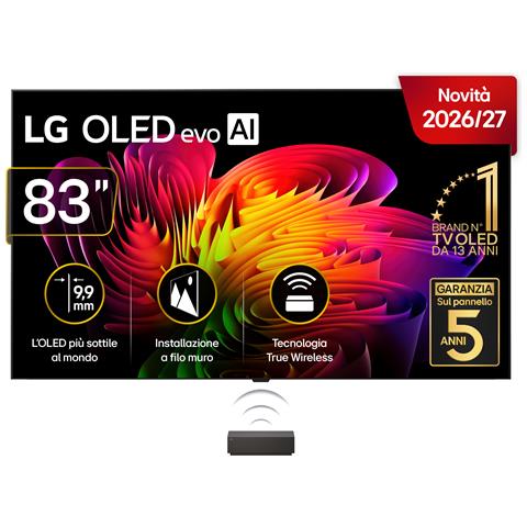 OLED evo AI Wallpaper TV 83'' W6 OLED83W69LA, 4K, spessore 9,9mm, True Wireless, Staffe filo muro SMART TV 2026 - Foto 1