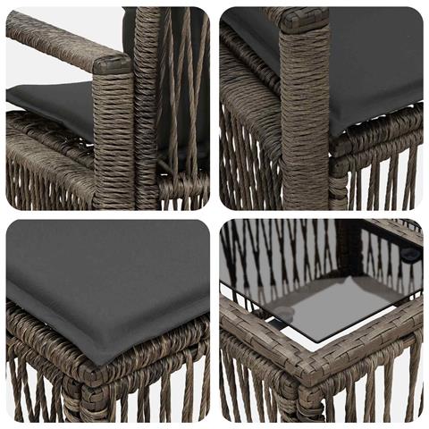 Set Divano da Giardino 9 pz Grigio polyrattan - Foto 10