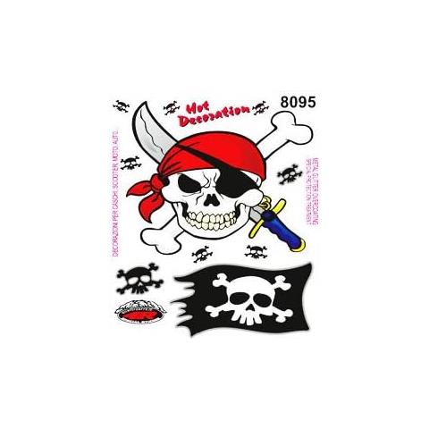 Adesivi Stickers Teschio e Bandiera Pirata, 13,5 x 16 cm - Foto 1