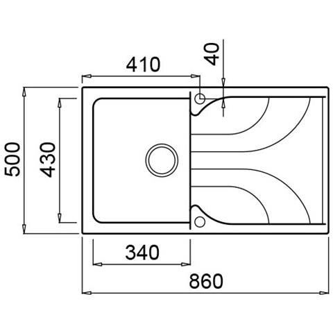 Lavello Ego 400 Granitek 86x50 cm 1 vasca con gocciolatoio Colore Grigio Cemento 48 - Foto 2