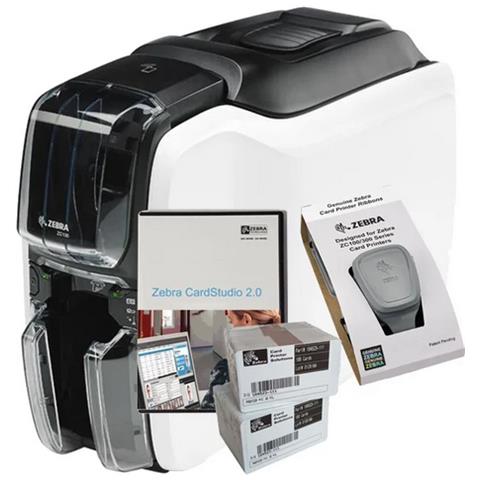 Bundle Stampante per Card ZC100 a Trasferimento Termico 300 DPI Singolo Lato USB + Software CardStudio 2.0 + 200 Tessere Bianche 0.76mm + 1 Ribbon Colore YMCKO  - Foto 1