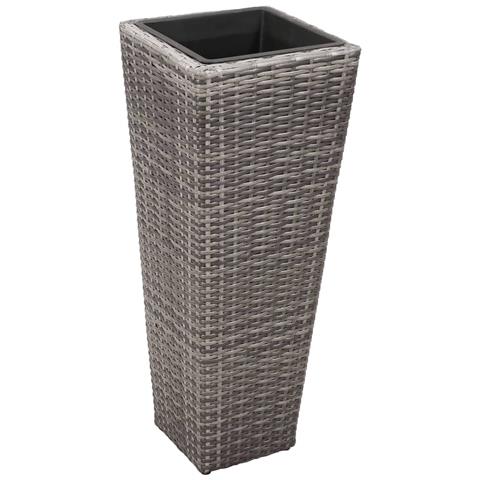 Set Fioriere Da Giardino 3 Pz Polyrattan Grigio - Foto 8