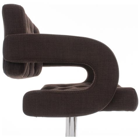 Sgabello Design Dublin In Tessuto - Sgabello Bar Girevole E Regolabile In Altezza 65-85 CM - Sgabello Alto Con Schienale E Braccioli Marrone - Foto 5