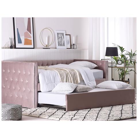 Letto Estraibile In Velluto Rosa 90 X 200 Cm Gassin - Foto 12