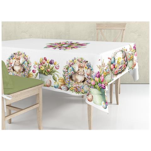 Tovaglia Cucina Copritavolo 100% Cotone Made In Italy Coniglio Bunny Fiori Ciccio 140x180 Coniglio - Foto 10