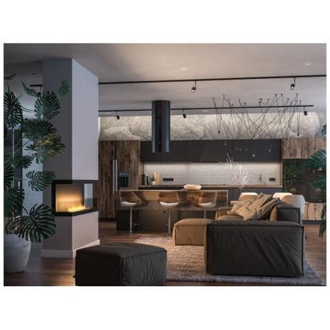 Inside C Vers3 - Biocamino Trifacciale Camino A Bioetanolo Da Incasso Cm 120 - Bruciatore Lineare 100cm / Capienza 3l - Foto 2