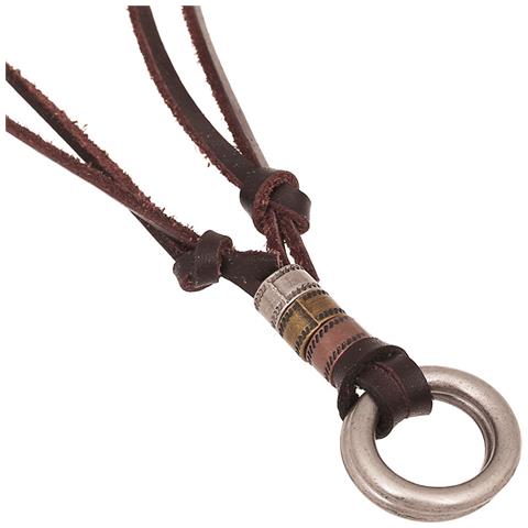 Collana Vintage In Pelle A Doppio Cerchio Brown - Foto 1