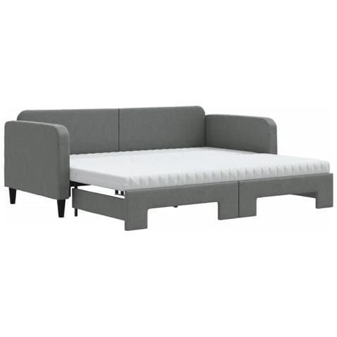 Divano Letto Estraibile Materassi Grigio Scuro 90x190cm Tessuto - Foto 1