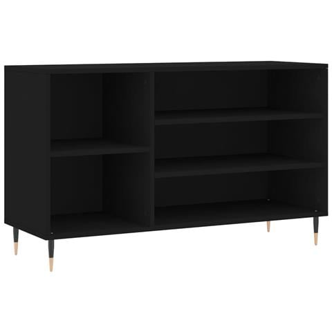 VidaXL Scarpiera Nero 52x25x80cm Legno Multistrato e Rattan Naturale