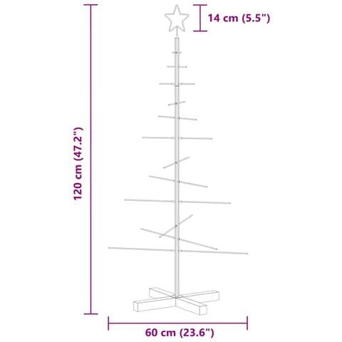 Albero di Natale in Metallo con Base in Legno Nero 120 cm - Foto 7
