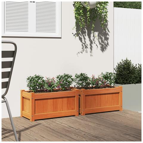 Fioriere Da Giardino 2pz Marrone Cera Legno Massello Di Pino - Foto 3