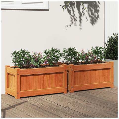 Fioriere Da Giardino 2pz Marrone Cera Legno Massello Di Pino - Foto 1