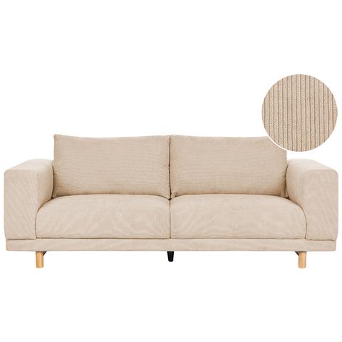 Divano 3 Posti Nivala Velluto A Coste Beige - Foto 2