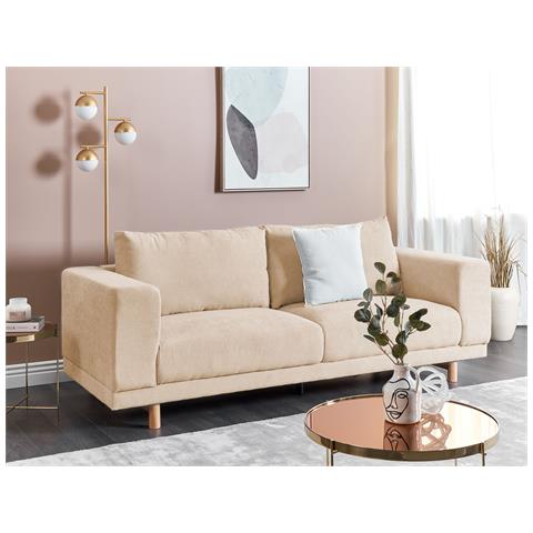 Divano 3 Posti Nivala Velluto A Coste Beige - Foto 1