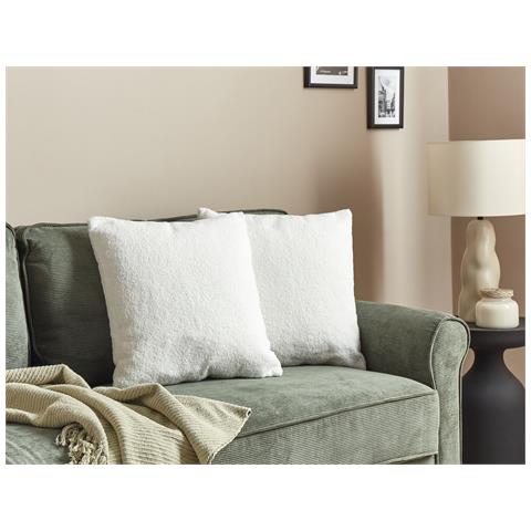 Set Di 2 Cuscini Leuzea Bouclé 45 X 45 Cm Bianco Sporco Tinta Unita - Foto 1