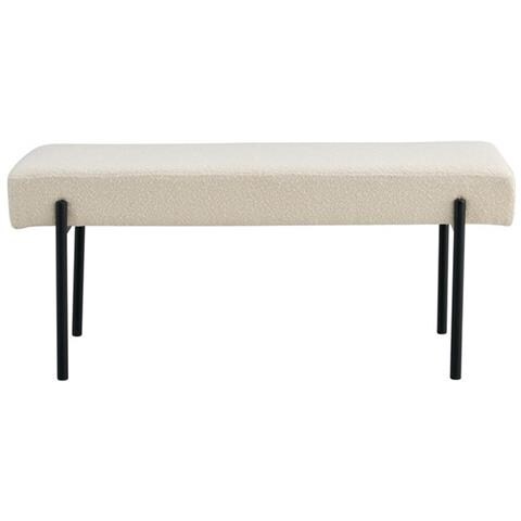 Panca Swindon - Bianco - Tessuto - 100x36x42,5 Cm - Foto 1