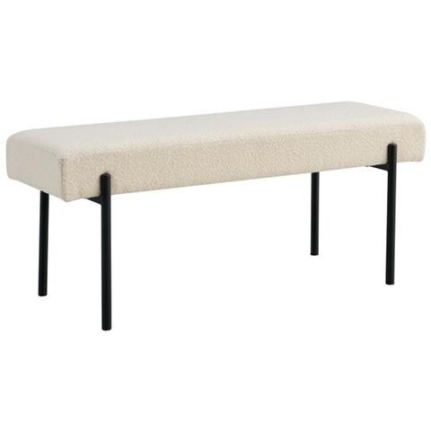 Panca Swindon - Bianco - Tessuto - 100x36x42,5 Cm - Foto 3
