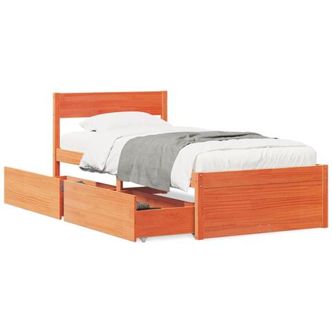Letto Senza Materasso Marrone Cera 100x200 Cm In Legno Di Pino - Foto 2