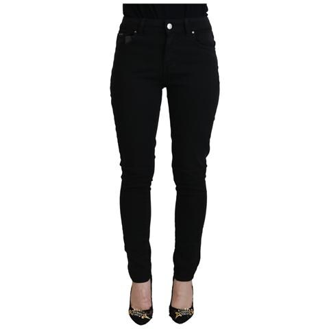 Jeans Skinny In Denim A Vita Media In Cotone Nero - It38 - Xs - Foto 1