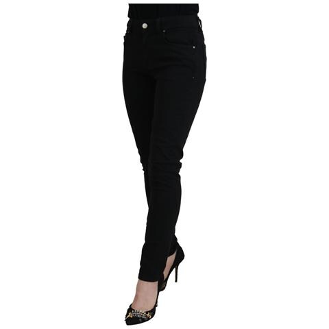 Jeans Skinny In Denim A Vita Media In Cotone Nero - It38 - Xs - Foto 2