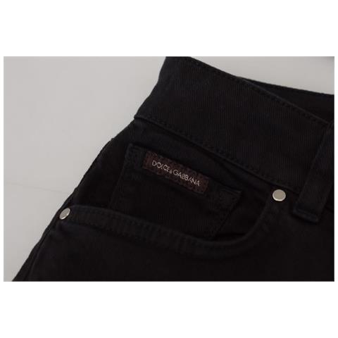 Jeans Skinny In Denim A Vita Media In Cotone Nero - It38 - Xs - Foto 5