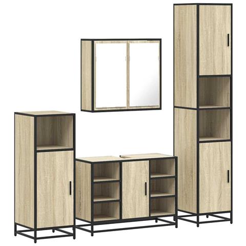 Set Mobili Da Bagno 4 Pz Rovere Sonoma In Legno Multistrato - Foto 2