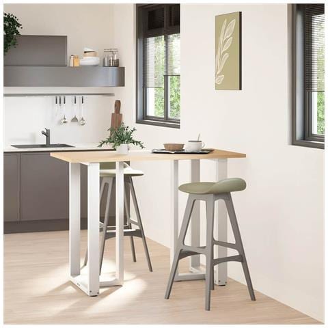 Gambe Tavolo Bar A Forma T 2pz Bianco 60x35x(100-101)cm Acciaio - Foto 2