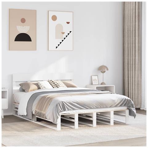 Letto Senza Materasso Bianco 120x190 Cm Legno Massello Di Pino - Foto 1