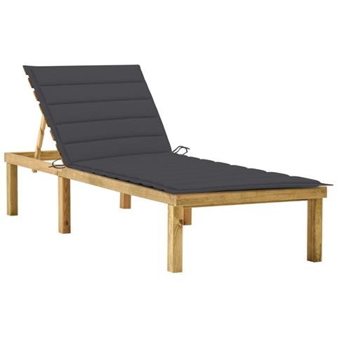 Lusso Casadino - Lettino Da Giardino Con Cuscino Antracite Legno Pino Impregnato - Foto 2