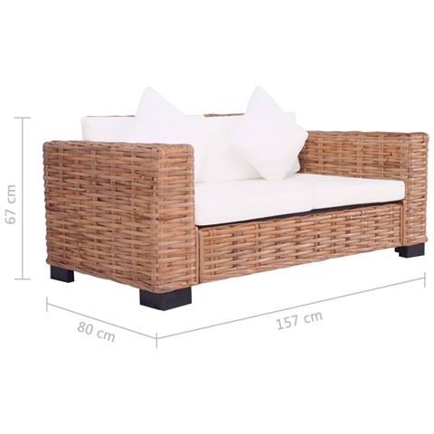 Lusso Casadino -  Divano Da Giardino A 2 Posti In Rattan Naturale - Foto 6