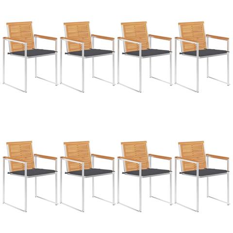 Sedie Da Giardino Con Cuscini 8 Pz In Legno Massello Di Teak - Foto 2