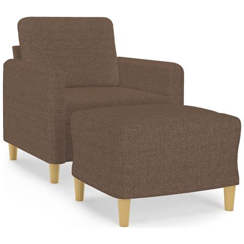 Poltrona con Poggiapiedi Marrone 60 cm in Tessuto - Foto 1