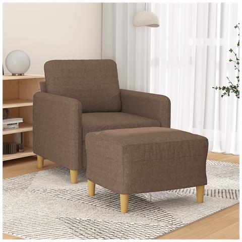 Poltrona con Poggiapiedi Marrone 60 cm in Tessuto - Foto 2