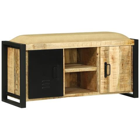 Armadio panca 100x35x50 cm Legno massello di mango grezzo - Foto 1