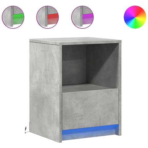 Comodini con Luci LED 2pz Grigio Cemento in Legno Multistrato - Foto 1