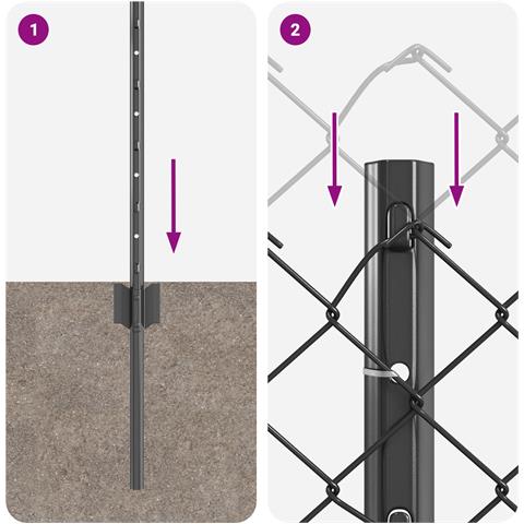 Recinzione in Rete Metallica con 10 Post U Grigio 0.8x10 m in Acciaio - Foto 9