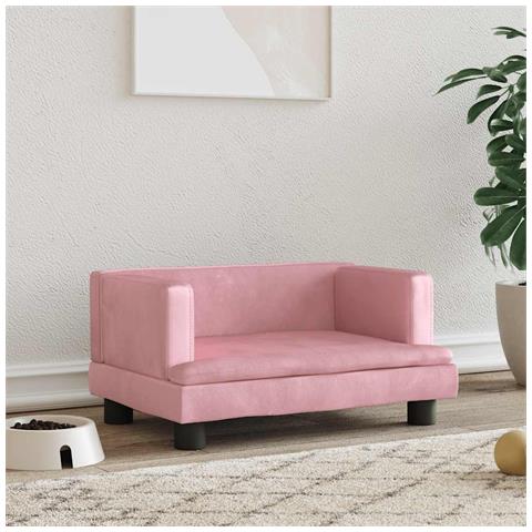 Lettino per Cani Rosa 60x40x30 cm in Velluto - Foto 2